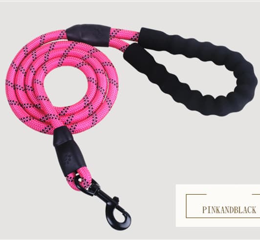 Laisse en corde réfléchissante pour chien (rose, 150 cm)