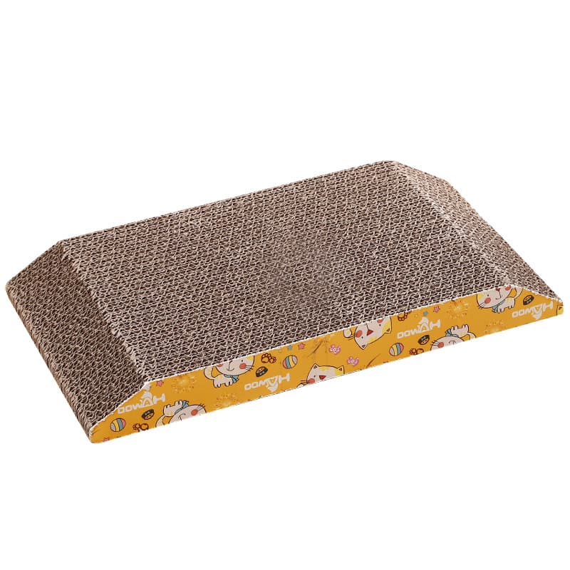 Griffoir trapézoïdal en carton ondulé pour chat (marron, 36 cm)