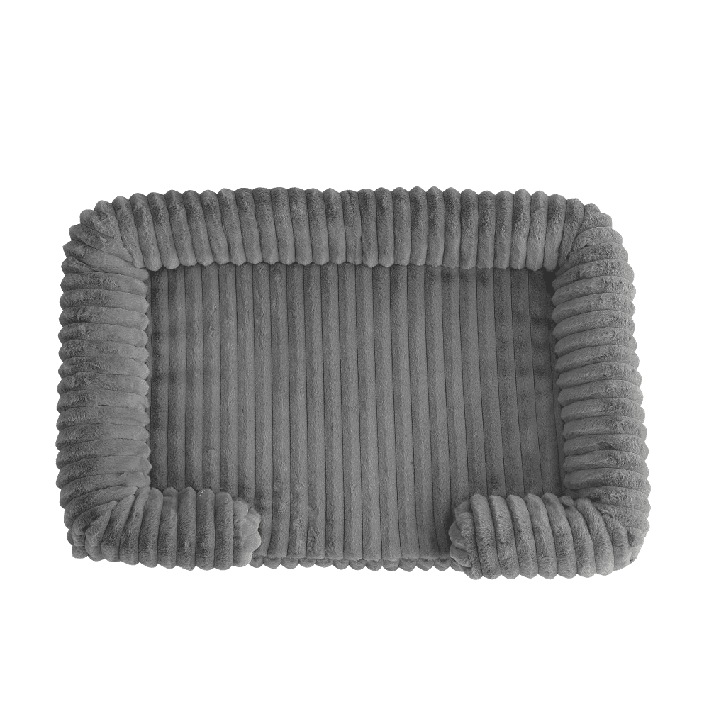Panier sofa pour chien (peluche côtelée, gris foncé, taille S)