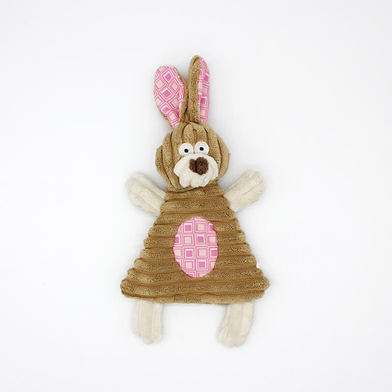 Peluche à couineur pour chien (lapin en tissu côtelé, marron)