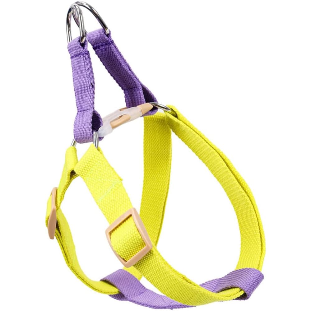 Harnais à enfiler pour petit chien (tissu, jaune et violet)