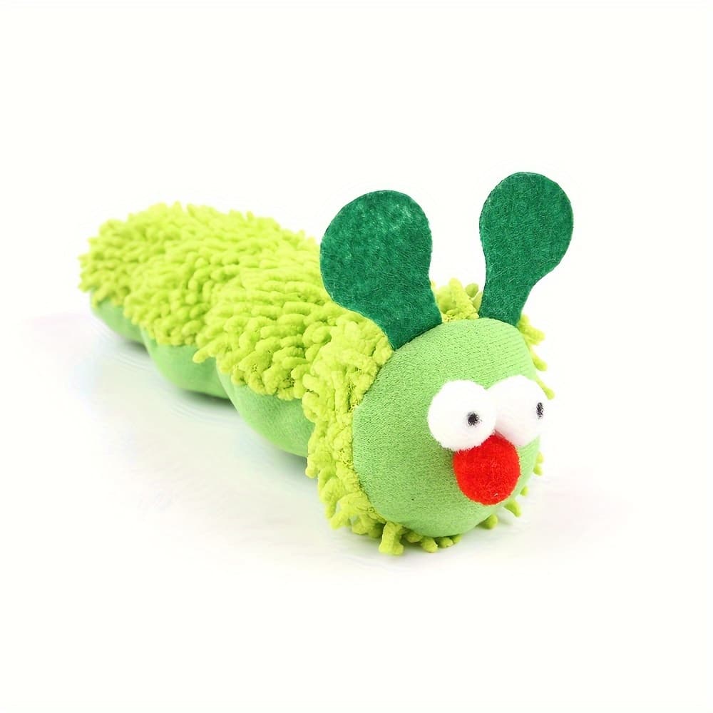 Jouet pour chat chenille à l'herbe à chat (peluche, verte)